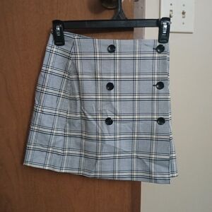 Plaid Button-Front Skirt